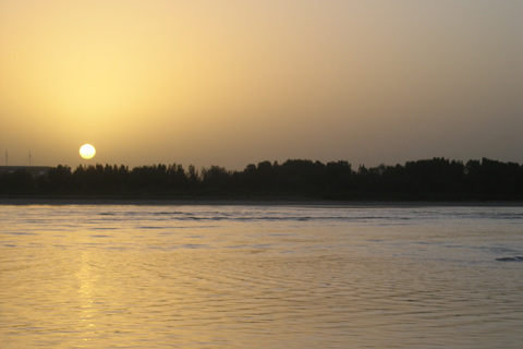 The sun setting over the mouth of the Hastings River, Port Macquarie