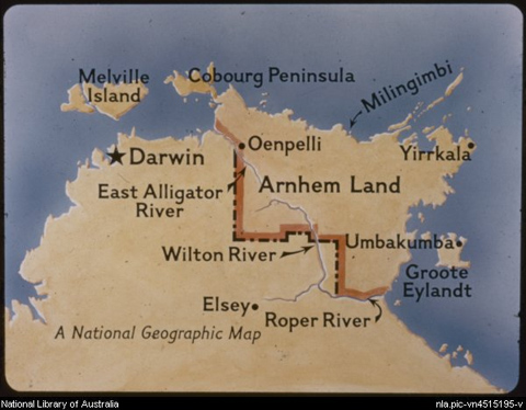 Map of Arnhem Land, Northern Territory