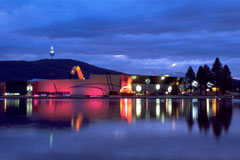 View of The National Museum of Australia at dusk