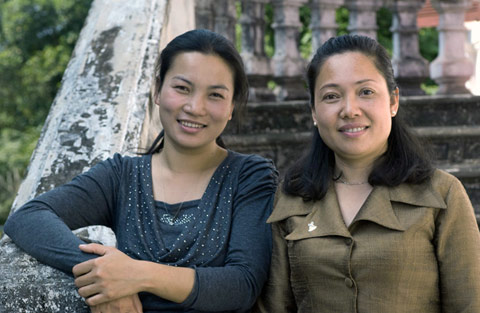 Mrs Doungchith Thammavong, Collections Manager with Mrs Vanpheng Keophanna, Director of the Luang Prabang National Museum.