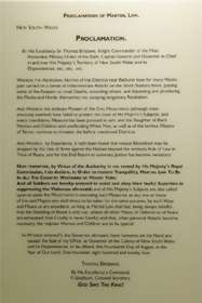 An image of a reproduction of Governor Brisbane's Declaration of Martial Law 1824.