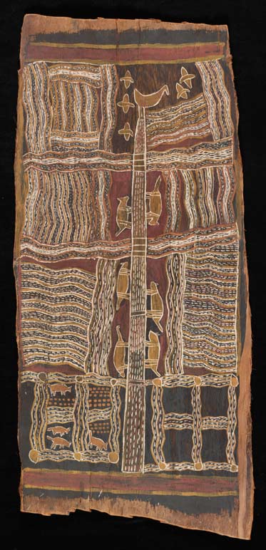 The Opossum, Marnungo and the Night Bird, Karawak 1948 by Narritjin Maymuru.