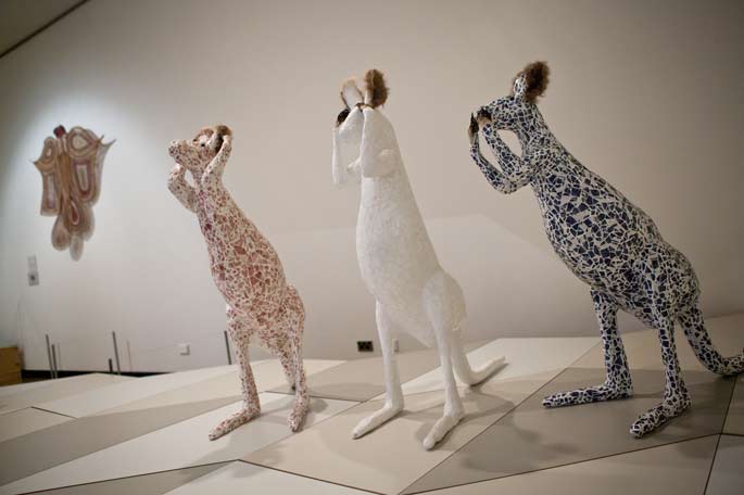 Red, White and Blue (2008) sculpture of kangaroos