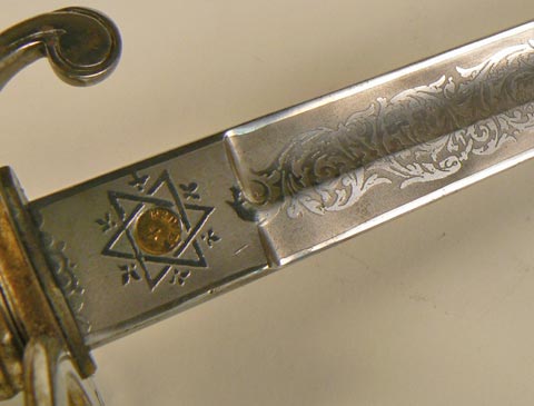 Close up of etched decoration.