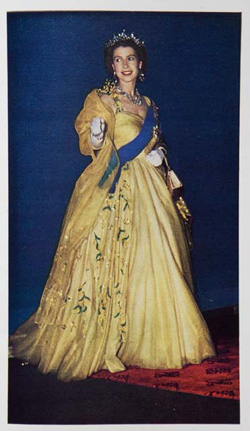 queen elizabeth strapless gown