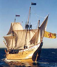 A replica of a 17th-century sailing vessel .