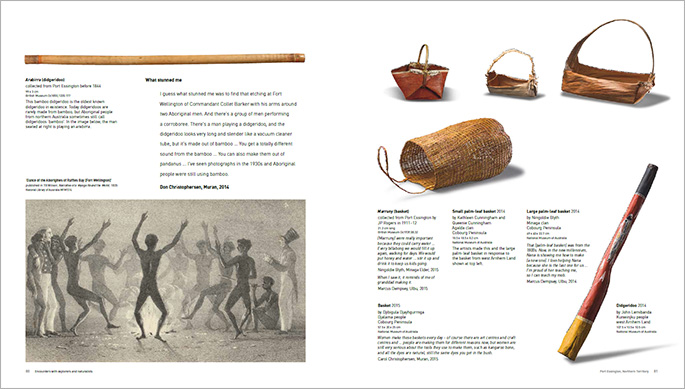 A sample page from the Encounters book about objects in the exhibition from Port Essington, Queensland.