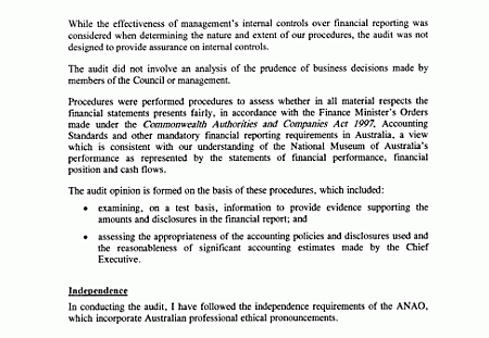 Independent Audit Report to the Minister of Communications, Information Technology and the Arts