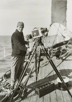 Frank Hurley aboard the Discovery. National Library of Australia.