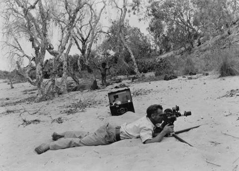 Peter Bassett-Smith using his 16mm camera, 1948.