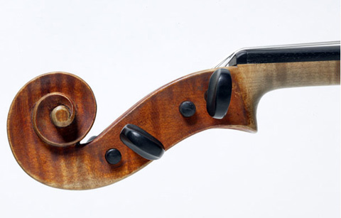 Viola pegbox left side view.