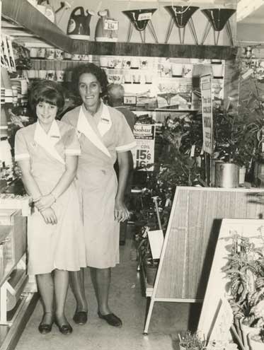 Ivy Lovic with assistant Woolworths Hurstville gardening department