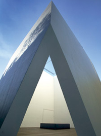 View of a triangular entry into the dream house in the Garden of Australian Dreams.