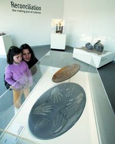 Rosie and Lee Cameron at the Museum's exhibition in Reconciliation Place