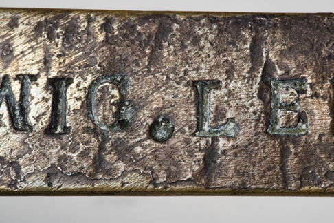 Close up image of the 'WIG.LR' lettering on the Leichhardt nameplate. The 'W' is partially obscured.