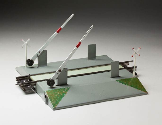 Mechanical level crossing, made from sheet metal and wood by Bill Munro and company