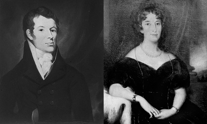 Posthumous paintings of Captain John Macarthur and Elizabeth Macarthur, about 1850