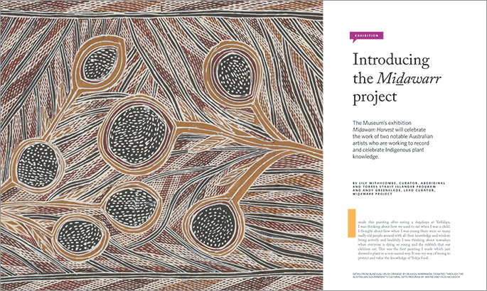 Publication spread with image and text