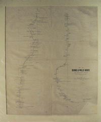 Map in black ink on white paper which is stained. The map is set in a buff-coloured mat, with has a thin clear plastic window.
