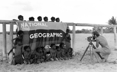 Howell Walker photographing at Umbakumba, 1948.