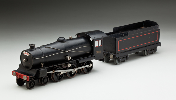 New South Wales Railways C36 class steam locomotive with tender, made with pressed and cast metals by Ferris Bros Pty Ltd
