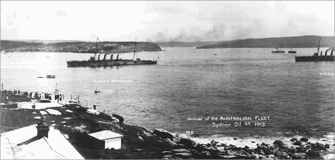 Two of that fleet unit’s warships, taken from a promontory on the southern shore of the Harbour.