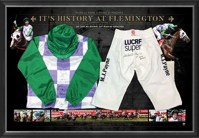 Melbourne Cup winner, Michelle Payne’s riding breeches framed