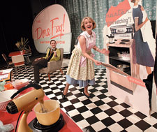 Dora Fay Davenport (Jenny Hope) and Clarence Cartwright (Nigel Sutton) as part of the Dora Fay Davenport Show.