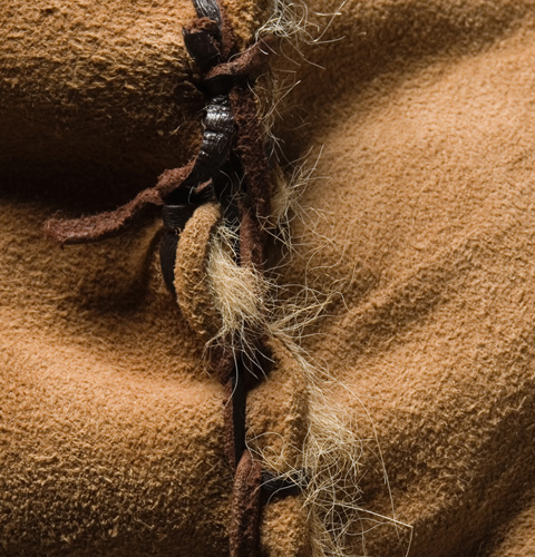 Close-up of the stitching on the booka.