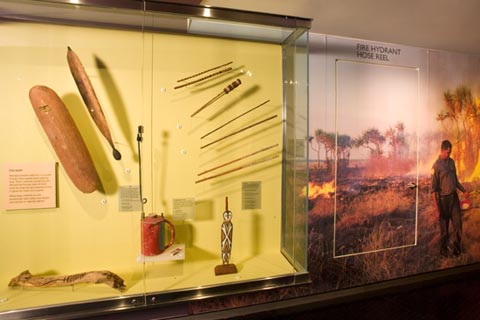 Display highlighting the different ways in which Aboriginal people made fire.
