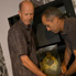 Conservation staff moving Phar Lap's heart during deinstallation of the Nation gallery.