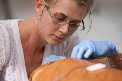 Stitching of the arm.