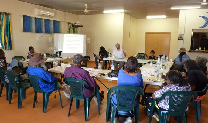 Michael Pickering speaking with the Kimberley Aboriginal Law and Culture Centre, Beagle Bay 2012