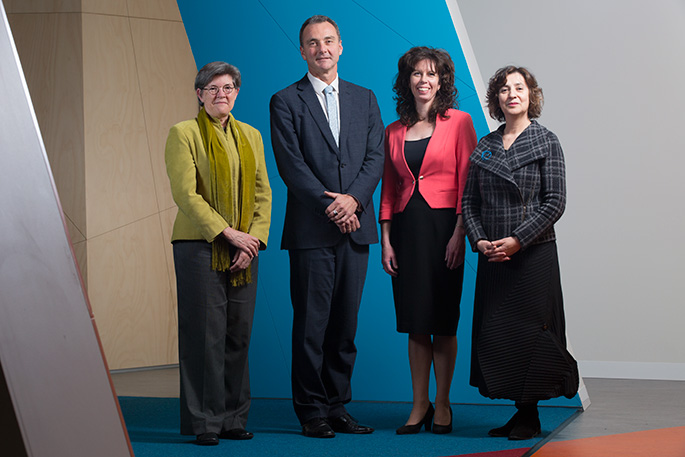 The National Museum of Australia’s executive management group (left to right): Dr Janda Gooding, Dr Mathew Trinca, Stephanie Bull and Helen Kon