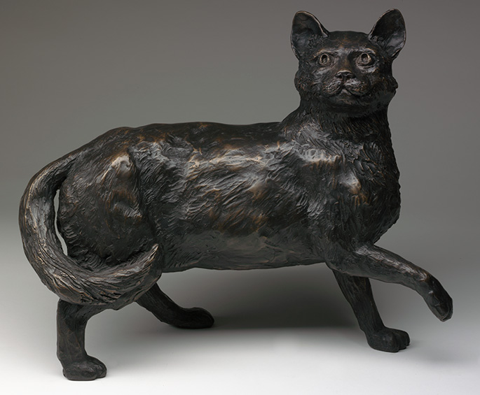 Bronze statue of a cat
