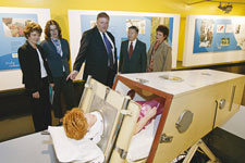The Hon. Kim Beazley, MP, shares his childhood polio experience with (left to right) Freda Hanley, Jenny Hertz, Bill Rowlings and Kris Klugman.
