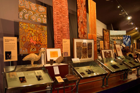 First Australians display featuring a range of material from Ernabella, Northern Territory.