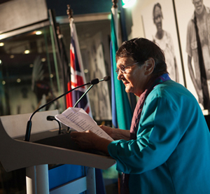 Ngunnawal Elder Agnes Shea welcoming everyone to her Country.