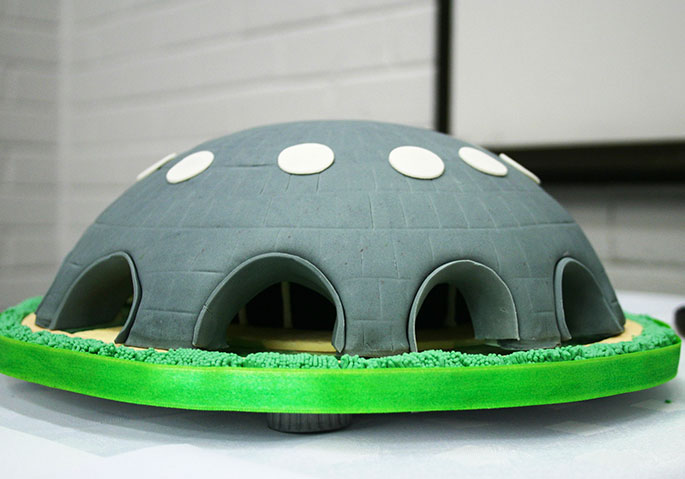 Shine Dome cake replica on show