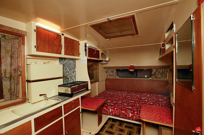 Interior of a vintage caravan