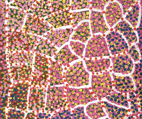 'Alwalye', 1991, dot painting by Emily Kame Kngwarreye.