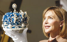 Michelle Downes with the crown she wore as Miss Australia 1973.