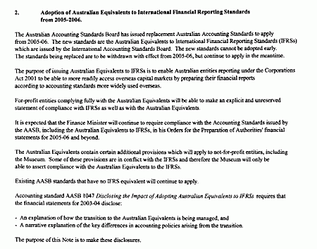 Note 2: Adoption of Australian equivalents to international financial reporting standards from 2005-2006