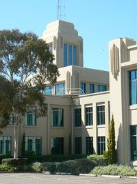 Art-deco style building facade