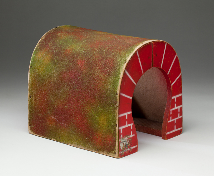 Railway tunnel, made from painted cardboard and plywood by Olympic Products