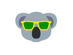 An illustration of the face of a koala wearing yellow framed spectacles with green lenses