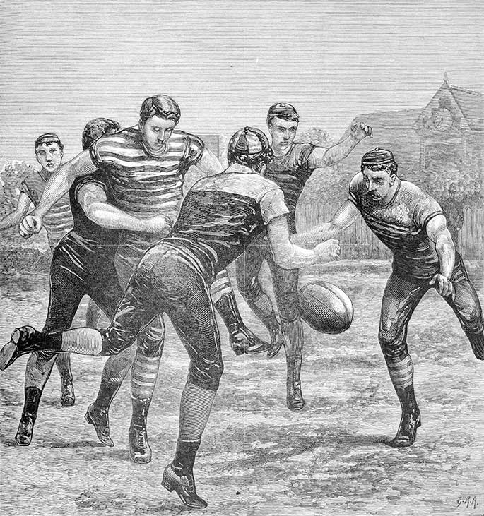 A football match: Carlton v. Melbourne, The Australasian Sketcher., 18 June 1881.