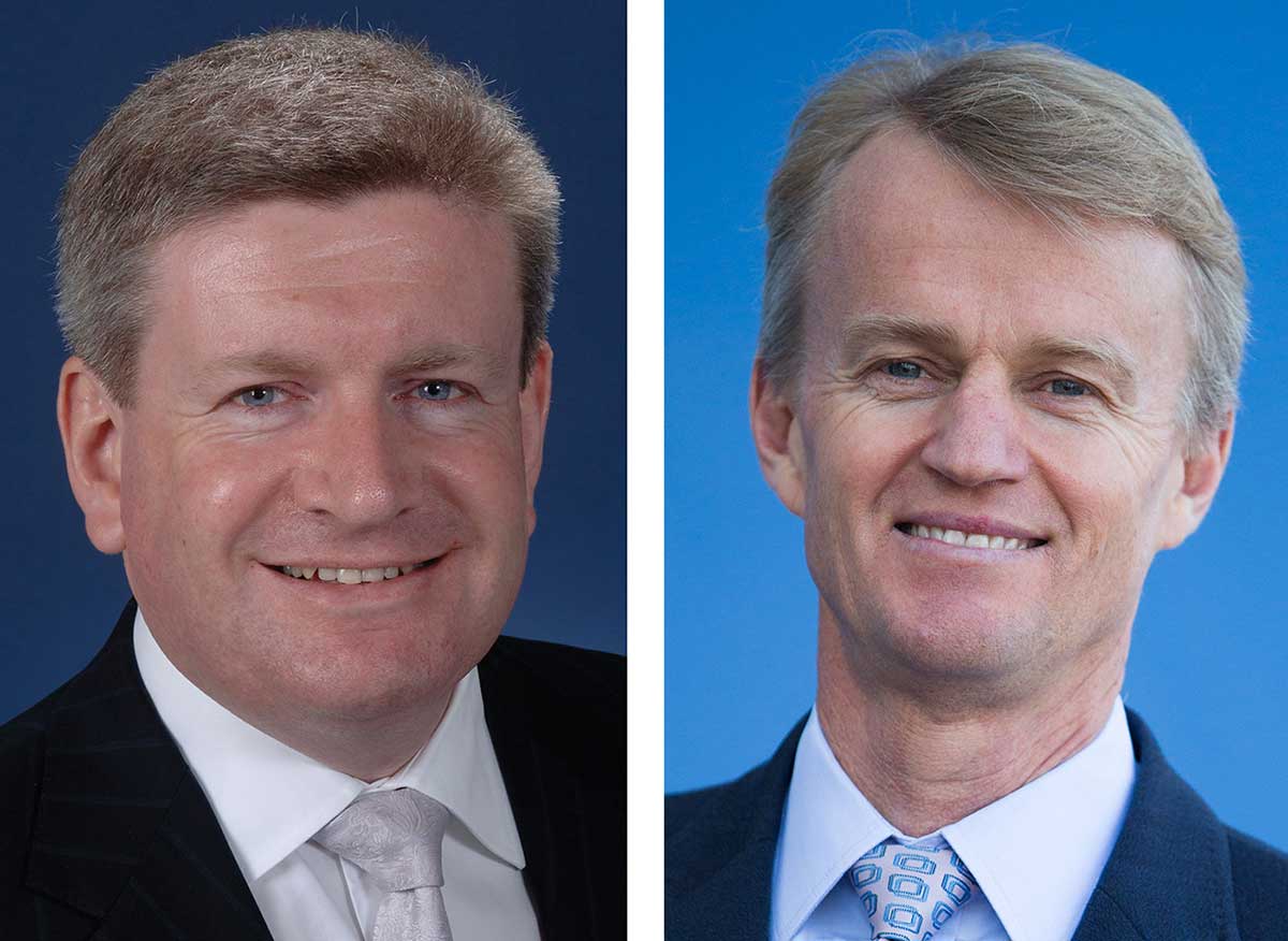 Portraitsof Senator the Hon Mitch Fifield (left) and Mr David Jones