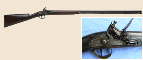 Shotgun and closeup of the shotgun's trigger