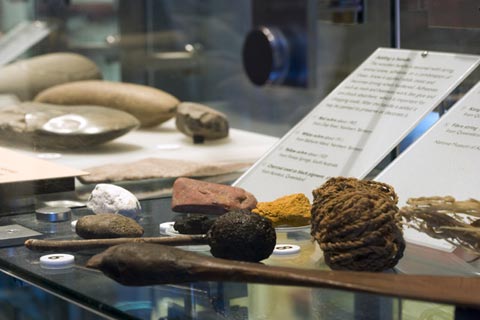 First Australians display featuring stone and fire tools.